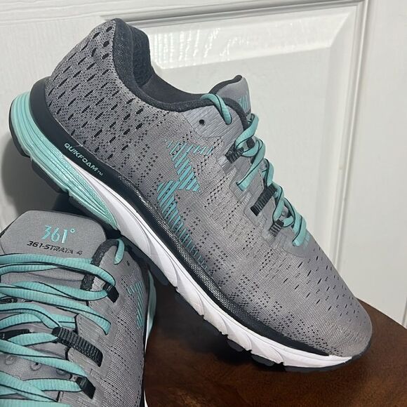 🔥 361 Degrees Women's Strata 4 Running Shoes - Sleet/Ebony - Sz 8.5 - PERFECT - Picture 2 of 12